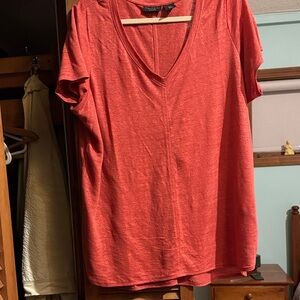 Coral V-Neck Short Sleeve Tee